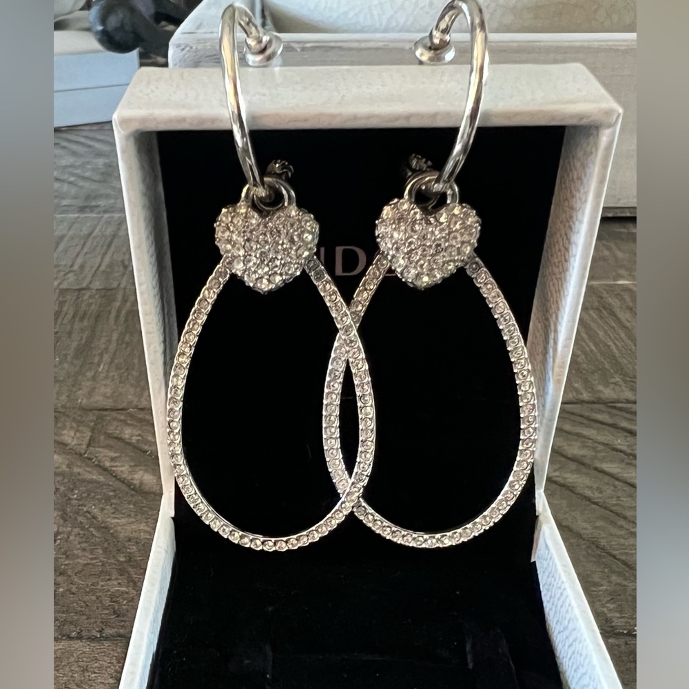 Pandora pave heart dangle earrings